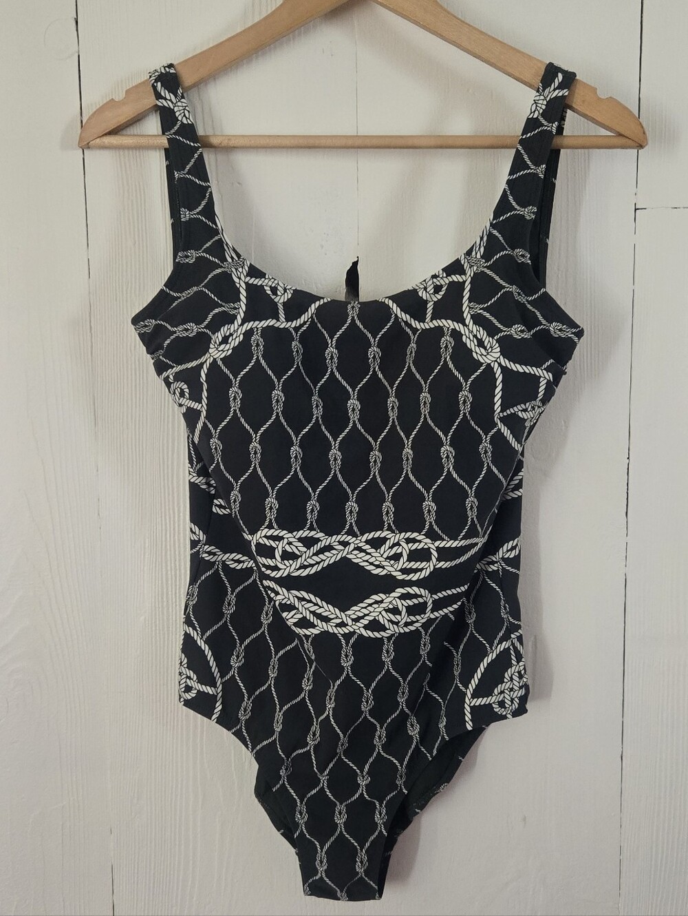 Tory Birch One Piece Dark Green & White Rope Design